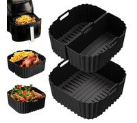 23-25cm Molde Silicona Freidora de Aire para Russell Hobbs Freidora de Aire 8L/8.3L, Reutilizable Recipientes Cuadrado Cesta Utensilios para Air Fryer, Microondas, Horno