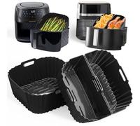 23-25cm Molde Silicona Freidora de Aire para Russell Hobbs XXL 8L/8,3L, Cecotec 8L, Princess 8L, Cuadrado Accesorios Reutilizable Freidoras de Aire (3PCS)