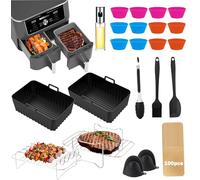 23 accesorios de freidora de aire caliente, molde de silicona para Ninja, AF400EU, AF300EU, Accesorios de freidora de aire de doble zona, forma de silicona con papel a prueba de grasa, moldes para