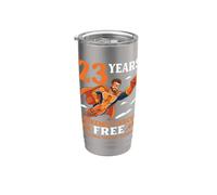 23 Años Naranja Leucemia Cáncer Libre Superhéroe Niño Superviviente Vaso térmico de acero inoxidable de doble pared