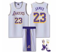 23# Camiseta De Baloncesto Para Niños Adulto 2 Piezas Camiseta Sin Mangas Y Pantalones Cortos Conjunto De Chaleco Deportivo Con Calcetines 23# Uniforme Baloncesto Juvenil,White-Kids/L