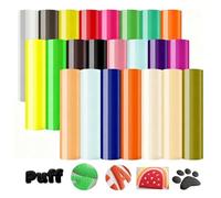 23 colores Puff Heat Transfer Vinilo 3D Puff Vinilo Lámina 25 x 30,5 cm Lámina Flocado Plotter Textil Iron On Lámina para Cricut, Lámina de Vinilo Transferencia de Calor HTV Flock Film para Camisetas