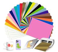 23 colores Smart Adhesive Vinilo Permanente para Cricut Joy Xtra, Smart Vinilo Permanente con 5 láminas de transferencia 24 x 30,5 cm Autoadhesiva Vinilo Vinilo Plotter Film Kit para DIY Artesanía y