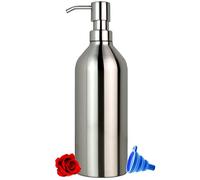 23 oz Large Countertop Soap Dispenser, Brushed Nickel Stainless Steel Soap Pump Bottle - Rust and Leak Proof Liquid Hand Soap Pump, for Bathroom & Kitchen, Countertops (23 Oz / 700ml)