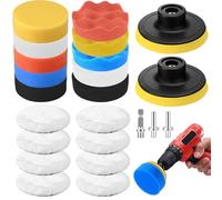 23 Pcs Esponja Pulir Coche, 80mm Kit Pulido Coches, Pulimento Coche Esponja de Pulido, Kit de Aplicador de Esponjas, Almohadillas de Pulido de Lana, para Lijar Cncerar Pulir Coches com M10 Adaptador