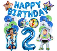 23 Pcs Story Globos Cumpleaños 2 Años, Buzz Cumpleaños Decoracion, Story Decoracion Cumpleaños 2 Años, Buzz Banner Happy Birthday, Decoración Cumpleaños 2 Años, Story Globos Helio Cumpleaños