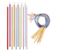 23 Piezas Agujas Ganchillo Tunecino,Agujas Crochet Madera con Cuerda,Crochet Aluminio, 2-10mm Juego de Agujas de Ganchillo Coloridos para Varios Proyectos de Tejer,adecuado para principiantes