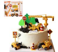 23 piezas de Adornos para Pasteles de Excavadora,señales de tráfico para tartas, Decoración Tartas Construcción,para tartas de 2 años