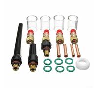 23 piezas de soldadura TIG para lente de gas STUBBY #10, tazas de vidrio de alta temperatura, mandriles de lente de gas cortas, pinzas, aisladores, juntas tóricas compatibles con antorcha WP-17 WP-18