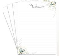 23 Stück Testamentpapier Weiß Grün E&G Klasse A4 Testament Vorlage Nachlassverfügung Letzter Wille Erbfall Vorsorge Dokumentenvorlage Ausstattungspapier Designpapier Urkundenpapier Eukalyptus