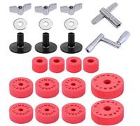 23 tubos de soporte de platillos de EVA con tuercas de ala, arandelas, mangas de platillo y llave de tambor, accesorios de repuesto, almohadillas de EVA para platillos de tambor (rojo)