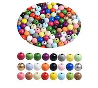 230 cuentas redondas de madera coloridas de 14 mm para manualidades, 23 colores de colores de madera pintada natural, cuentas sueltas para decoración del hogar, fiestas, festivales (color mixto, 14 mm