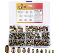 230 Insertos Roscados para Madera, M4 M5 M6 M8 M10 Tuercas de Rosca, Insertos de Roscas, Remaches Roscados,Inserto Roscado Hexagonal,Tuercas de Inserción, Tuercas Hexagonales para Muebles de Madera