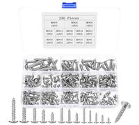 230 piezas de tornillos para chapa, tornillos autorroscantes, M3 M4 M5 M6 de acero inoxidable, tornillos para madera para paneles acústicos, tornillos de cabeza plana, tornillos de cabeza acodada