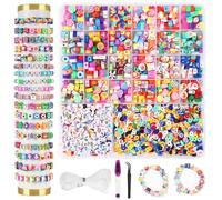2300 cuentas, cuentas de letras para pulseras, perlas infantiles para enhebrar, perlas de arcilla polimérica, juego de cuentas de letras hechas a mano para pulsera, diadema, joyas, manualidades, edad