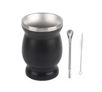 230ml Natural Gourd Tea Cup Double Walled Black Traditional Water Cup for Coffee and Tea Drinking Durable Heat Insulated