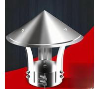 230mm Stainles Steel Chimney Cap, Metal Cowl With Bird Guard, Round Roof Rain Increased Caps, For Perfect Insulation Vent Cover Outside, Silver(Pointed head,210mm/8.3in)