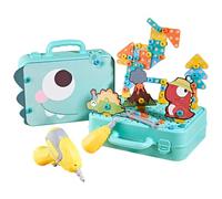233PCS/Set Caja de Herramientas Montessori con Taladro, Divertido Juego de Tornillos de Taladro de plástico para niños Herramienta de Tarjeta de Dinosaurio Juguete de Diferentes Formas Caja Educativa