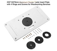 235 * 120 * 8 Mm Placa de Inserción de la Mesa del Enrutador Aluminio con 4 Anillos y Tornillos para Bancos Carpinter