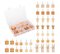 235 Chinchetas de Madera - Chinchetas para Corcho - Pins, 10 Estilos, en Madera de Abedul, con Caja de Almacenamiento, Adecuadas para Paneles de Corcho, Mapas, Fotos, Calendarios, DIY y Más