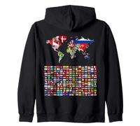 238 banderas, banderas del mundo, mapa del mundo con banderas. Sudadera con Capucha