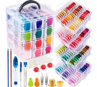 238 unidades de hilo de bordar, incluye 200 colores, 8 m/pieza, hilo de costura con cestas de hilo y 38 herramientas de punto de cruz, caja transparente de 4 niveles para almacenamiento