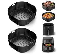 23CM Molde Silicona Freidora de Aire para Cosori Freidora sin Aceite 5,5l /6.0l/6.2l,2pcs Accesorios Freidora de Aire para Philips Série 2000 6.2L Na230,Reutilizable Silicona Recipiente Air Fryer