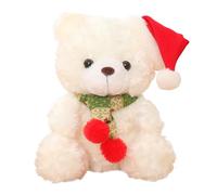 23cm Oso de Peluche Juguete Navidad,Lindo Happy Bear Oso Peluche Blanco Peluches Pequeños,Suave Muñeco de Peluches Animal Juguete Regalo Ideal para Niños Niñas Navidad Christmas Dolls Plush Cuddly Toy