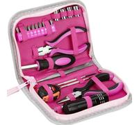 23pcs Juego de Herramientas Rosa Hogar Herramientas de Mano para Mujer Caja de Herramientas Incluye Bits Cinta Métrica Alicates de Corte Universal de Reparación Conjuntos Bricolaje