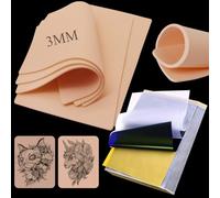 23pcs Piel Sintetica Tatuaje Kit, Rayyl 3pcs Piel Sintetica Tattoo 3mm y 20 Hojas Papel Transfer Tattoo A4 Accesorios de Tatuaje para Artistas