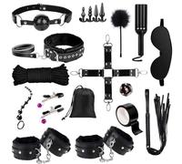 23PCS Sex BDSM Bondage Restraints Kit, Juegos de juguetes sexuales de cuero de actualización, Accesorios sexuales para parejas adultas con bolsa de almacenamiento, Herramientas de placer sexual