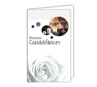 24-1018-A Tarjeta Sinceras Condolencias Formato 16 x 9,5 cm con sobres blancos muertos Lujo velas Flores Paz Agua Hierba Hierba Hierba Hecho en Francia