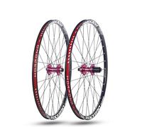 24/26/27.5/29'' Juego De Ruedas Aleación De Aluminio Llantas De Doble Pared Ruedas Eje Pasante Bujes Freno De Disco para Cassette De 7-11 Velocidades(Pink,29in)