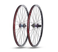 24/26/27.5/29'' Juego De Ruedas Mountain Bike Eje Pasante Llantas De Aleación De Aluminio De Doble Capa Freno De Disco 32H Bujes para 7/8/9/10/11 Velocidad(Dazzling Color,26'')