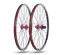 24/26/27,5/29" Juego De Ruedas MTB con Eje Pasante 100 * 15mm/142 * 12mm Llanta De Aleación De Aluminio Bujes Freno De Disco 32H para Cassette 7-11s(Dark Pink,24")