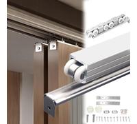 24 30 40 50 60 70 80 90 100''Herrajes para puertas correderas de armario con mecanismo de cierre suave, rieles de aluminio recortables(Silver,61in/155cm)