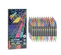 24/48/72/96 Colors Glitter Effect Brush Markers, Water-Based Paint Pens With Automatic Ink Control For DIY Crafts, Writing, Art Supplies, Markers With fine And Felt Tip, No Clog, No Bleed Through