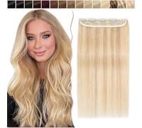 24"(60cm) SEGO Extensiones de Clip de Pelo Natural [#18/613 Ash Rubio/Blanqueador Rubio] Una Pieza con 5 Clips Cabello Humano Remy Postizos Pelucas Lisas para Mujer (60g)