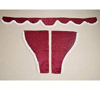 24/7Auto Bordeaux 3 cortinas de terciopelo de felpa con borlas blancas visera frontal + ventanas laterales para camiones Actros Atego Axor Arocs