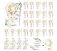 24 abanicos de batería a granel para invitados, mini ventiladores personales de mano para bodas, baby shower, para invitados geniales en interiores y exteriores, fiesta de verano con un letrero de