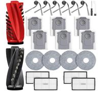 24 accesorios para robot aspirador Roborock Saros 10R/Qrevo CurvX, 2 cepillos principales, 6 bolsas para el polvo, 4 toallitas, 4 filtros HEPA, 6 cepillos laterales, 1 cepillo de limpieza, 1
