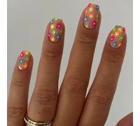 24 adhesivos acrílicos falsos falsos franceses con diseños brillantes cuadrados para mujeres, adhesivos acrílicos transparentes