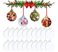 24 Adornos de sublimación de MDF para sublimación, Adornos de sublimación, Discos de Madera a Granel, Adorno para impresión de Prensa de Calor, Adorno Personalizado para árbol de Navidad, Recuerdo,