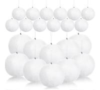 24 adornos navideños de Navidad esponjosos con pompones de piel de conejo sintético, adornos de Navidad blancos con cierre de langosta para decoración de árboles, llaveros de bolso