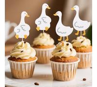 24 Adornos para Cupcakes de Ganso Tonto, 2 Estilos Adorables Adornos Tartas Cumpleaños de Ganso Blanco para Fiestas Infantiles Baby Shower y Mucho Más