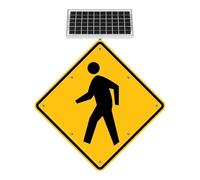 24" Aluminum Solar LED Pedestrian Crossing Sign - Bright(A)