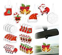 24 ambientadores para coche, adornos perfumados de Navidad, copo de nieve, bastón de caramelo, muñeco de nieve, ciervo, decoración colgante de coche, ambientador de olor de árbol de Navidad, accesorio