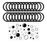 24 Anillos De Apertura De Baño, 1 Pieza De Burbujas De Pared De Baño, Ganchos De Cortina De Ducha De Plástico Negro, Anillos Coles Multifunción, Accesorios De Cortinas De Ducha.