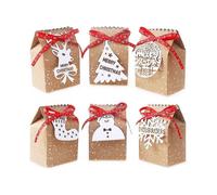 24 bags of Christmas kraft paper gift box for Christmas party decoration (6 styles)