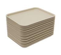 24 bandejas apilables de comida rápida para restaurantes rápidos, cantinas, cocinas, hoteles, restaurantes, salones de comida, 36 x 27 x 2 cm (caqui)